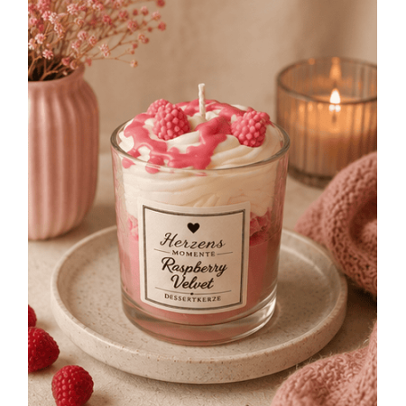 Raspberry Velvet Himbeer Duftkerze – handgemacht | Herzens Momente
