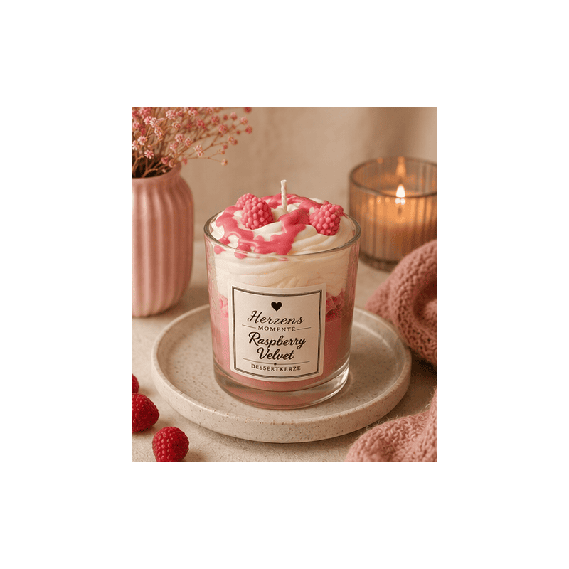 Raspberry Velvet Himbeer Duftkerze – handgemacht | Herzens Momente