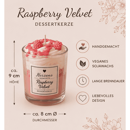 Raspberry Velvet Himbeer Duftkerze – handgemacht | Herzens Momente
