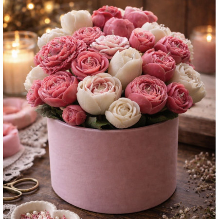 Rosen Kerzenstrauß mit Rosenduft – Blumenkerzen Geschenk & Deko