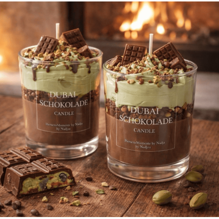 Dubai Schokolade Kerze – Handgemachte Dessert Duftkerze im Glas