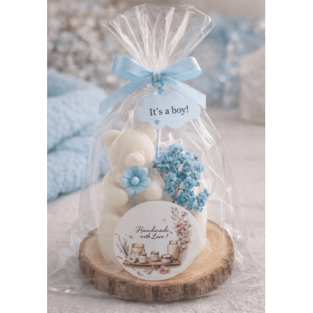 Baby Shower Gastgeschenk Junge Kerze – Handmade Gender Reveal Geschenk