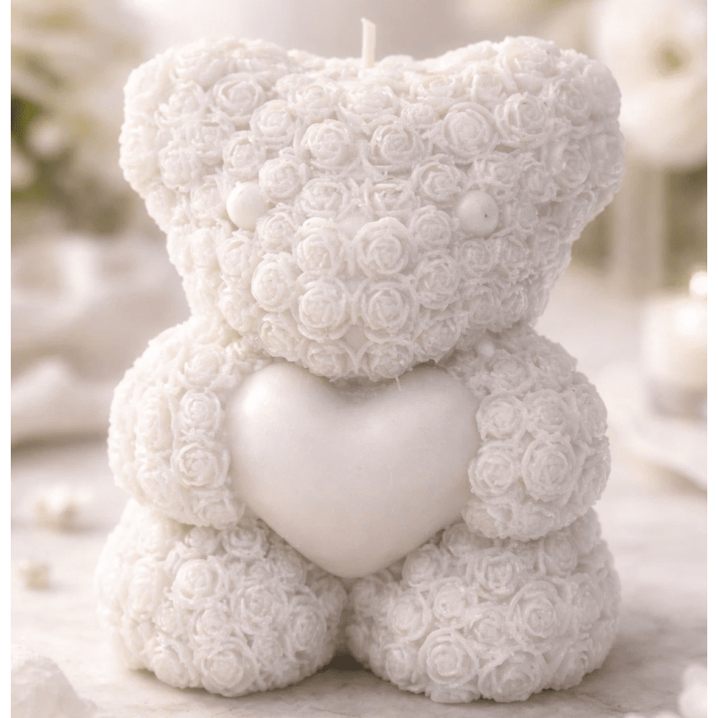 Rosenbär Kerze mit Herz