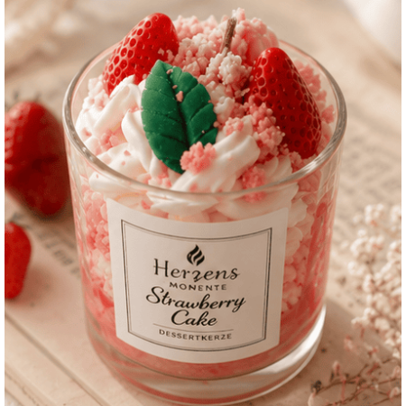 Strawberry Cake Erdbeer Dessertkerze | Herzens Momente