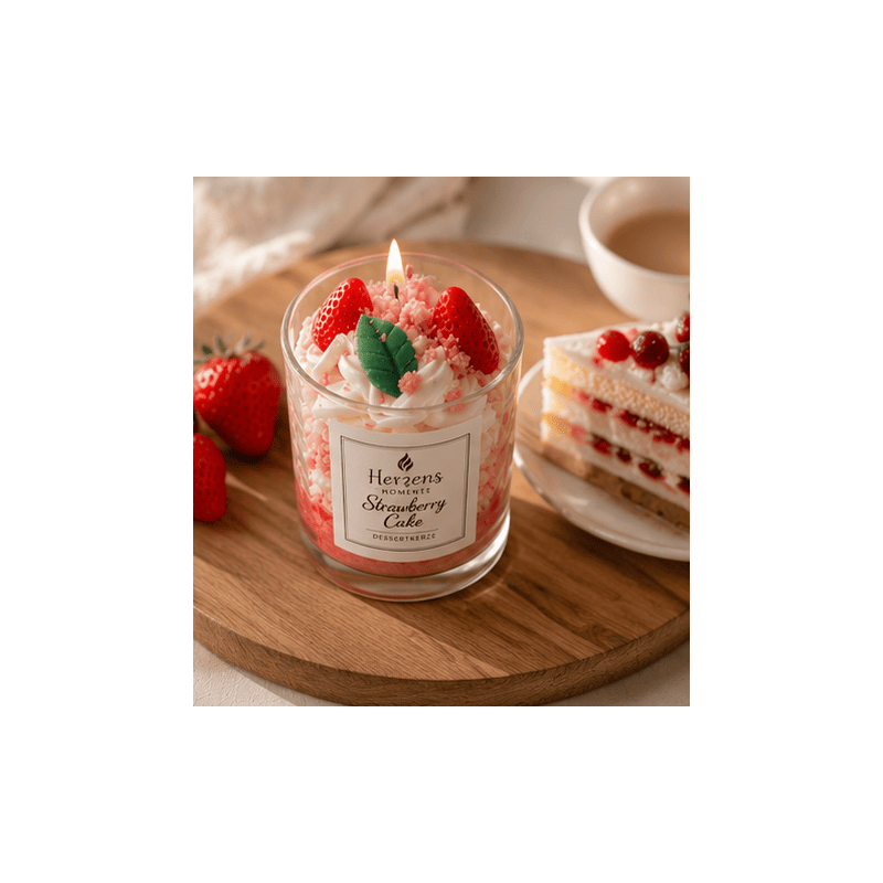 Strawberry Cake Erdbeer Dessertkerze | Herzens Momente