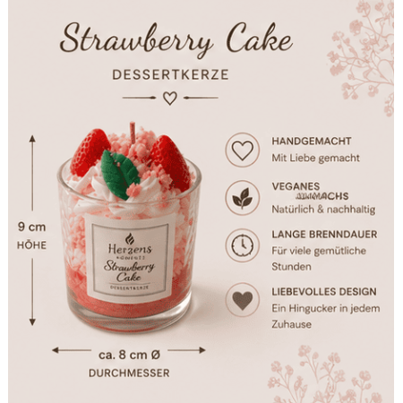 Strawberry Cake Erdbeer Dessertkerze | Herzens Momente