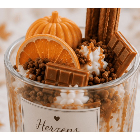 Pumpkin Spice Duftkerze – handgemachte Herbstkerze im Dessert-Stil